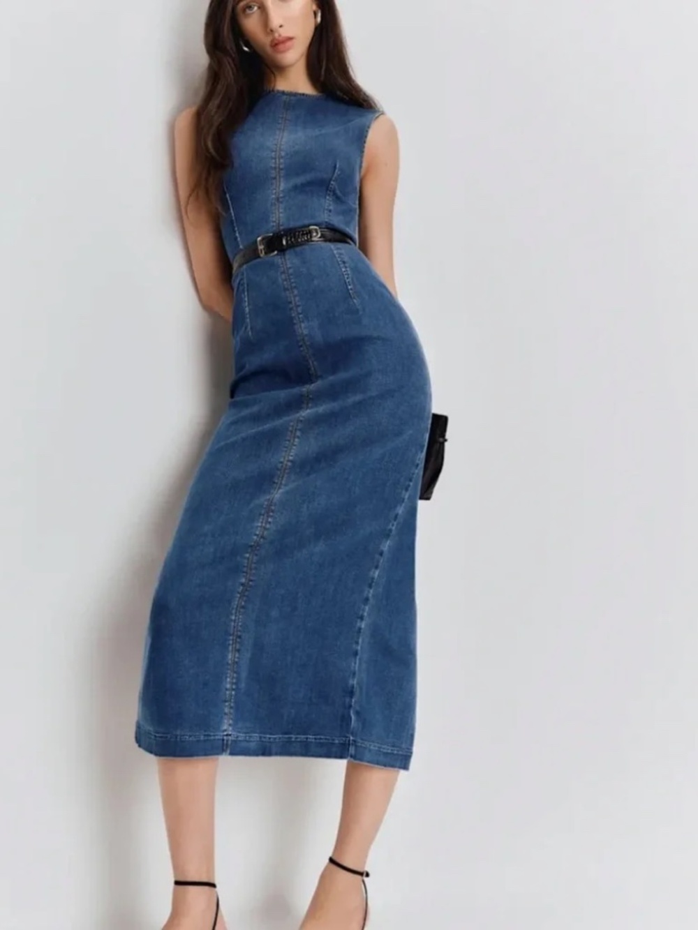 Kendi Denim Midi Dress Reformation size 8